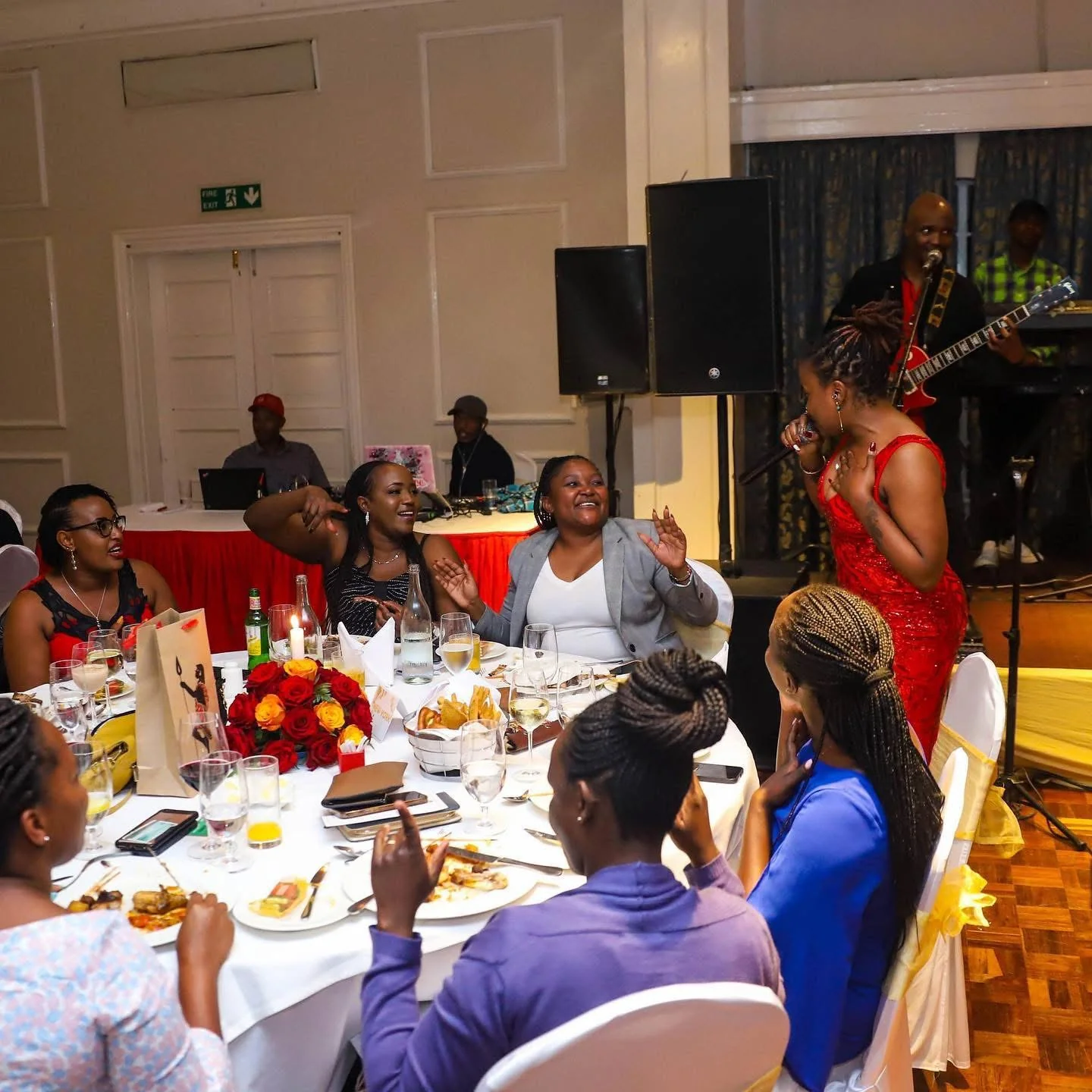 Elegant wedding reception with live music and celebration